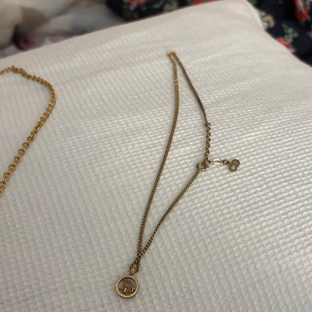 Dior Gold-Tone Medallion Pendant Necklace - Picture 2 of 3